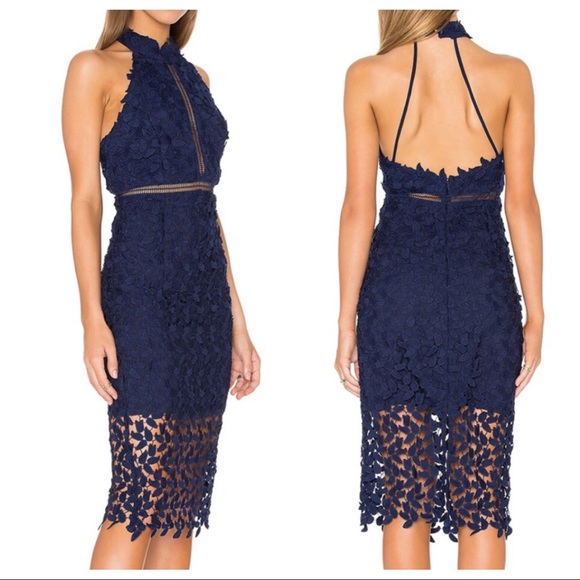 gemma halter lace sheath dress